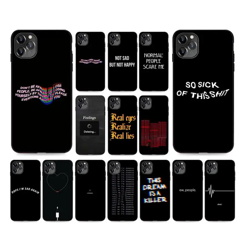 Лучшие цитаты грустно черное слово Чехол для мобильного телефона iphone 12 7 8 Plus X XS Max