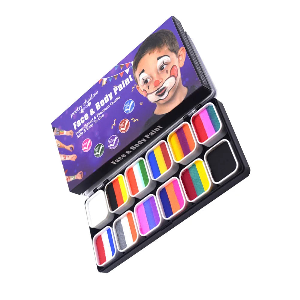 1 коробка, водорастворимый пигмент для нанесения макияжа на лицо 
1 коробка, водорастворимый пигмент для нанесения макияжа на лицо