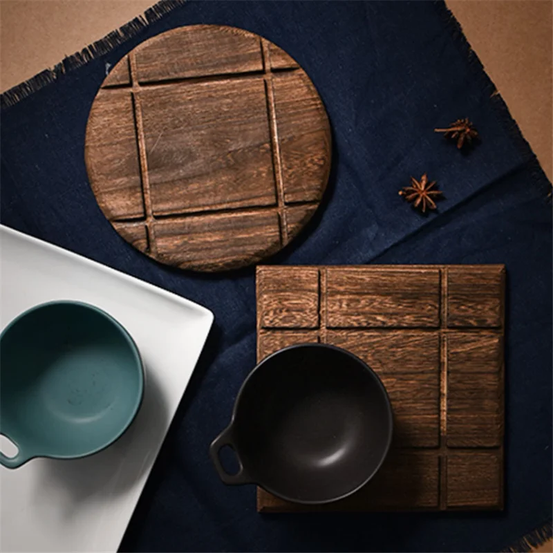 

Wood Table Mat Creative Insulation Wooden Anti-Scalding Round Square Casserole Placemat Pads Coaster Kitchen Accessories TN