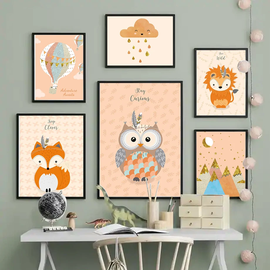 Lion Fox Owl Hot Air Balloon Cloud Gold Wall Art Canvas Painting Nordic Posters And Prints Wall Pictures Baby Kids Room Decor
Lion Fox Owl Hot Air Balloon Cloud Gold Wall Art Canvas Painting Nordic Posters And Prints Wall Pictures Baby Kids Room Decor
