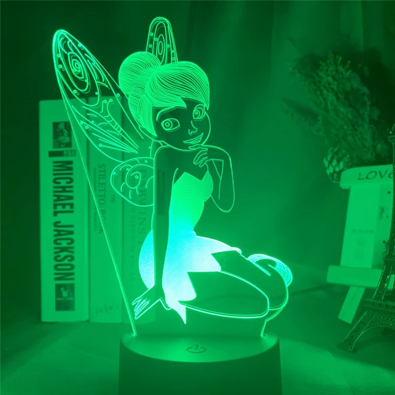 Фея Динь рисунок 3D визуальный светильник светодиодный ночной Светильник