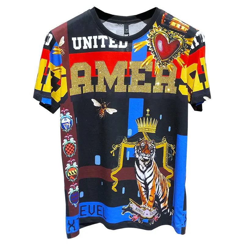 2021 summer new men's t-shirt slim light luxury printing fashion handsome hot drill short sleeve t-shirt men
2021 summer new men's t-shirt slim light luxury printing fashion handsome hot drill short sleeve t-shirt men