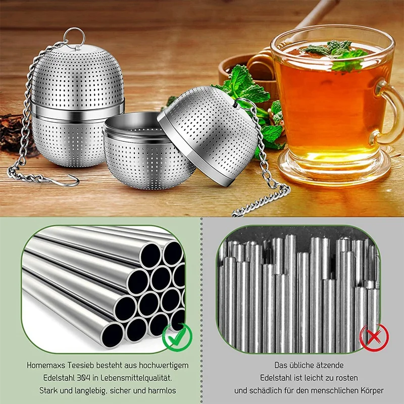 Tea Infuser Tea Strainer,2 Pack Stainless Steel Tea Filters for Tea or Coffee,Sealed Thread Connection Tea Strainer
Tea Infuser Tea Strainer,2 Pack Stainless Steel Tea Filters for Tea or Coffee,Sealed Thread Connection Tea Strainer