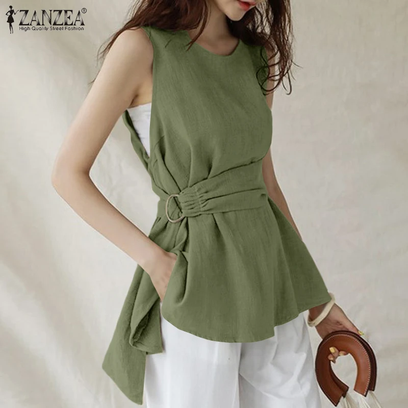 Stylish Summer Tank Tops Women's Sleeveless Blouses ZANZEA 2023 Basic Blusas Belted Female O Neck Casual Tunic Oversize Chemise
Stylish Summer Tank Tops Women's Sleeveless Blouses ZANZEA 2023 Basic Blusas Belted Female O Neck Casual Tunic Oversize Chemise