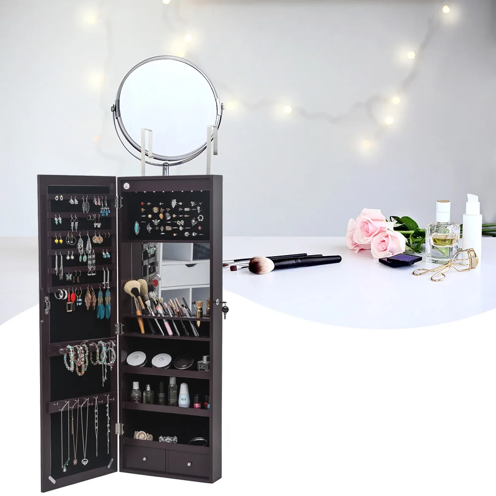 8 Blue LED Wall Storage Rack Full Mirror Wooden Wall Mounted 3-Layer Shelf 17 Cosmetic Brush Holders With Inner Mirror
8 Blue LED Wall Storage Rack Full Mirror Wooden Wall Mounted 3-Layer Shelf 17 Cosmetic Brush Holders With Inner Mirror