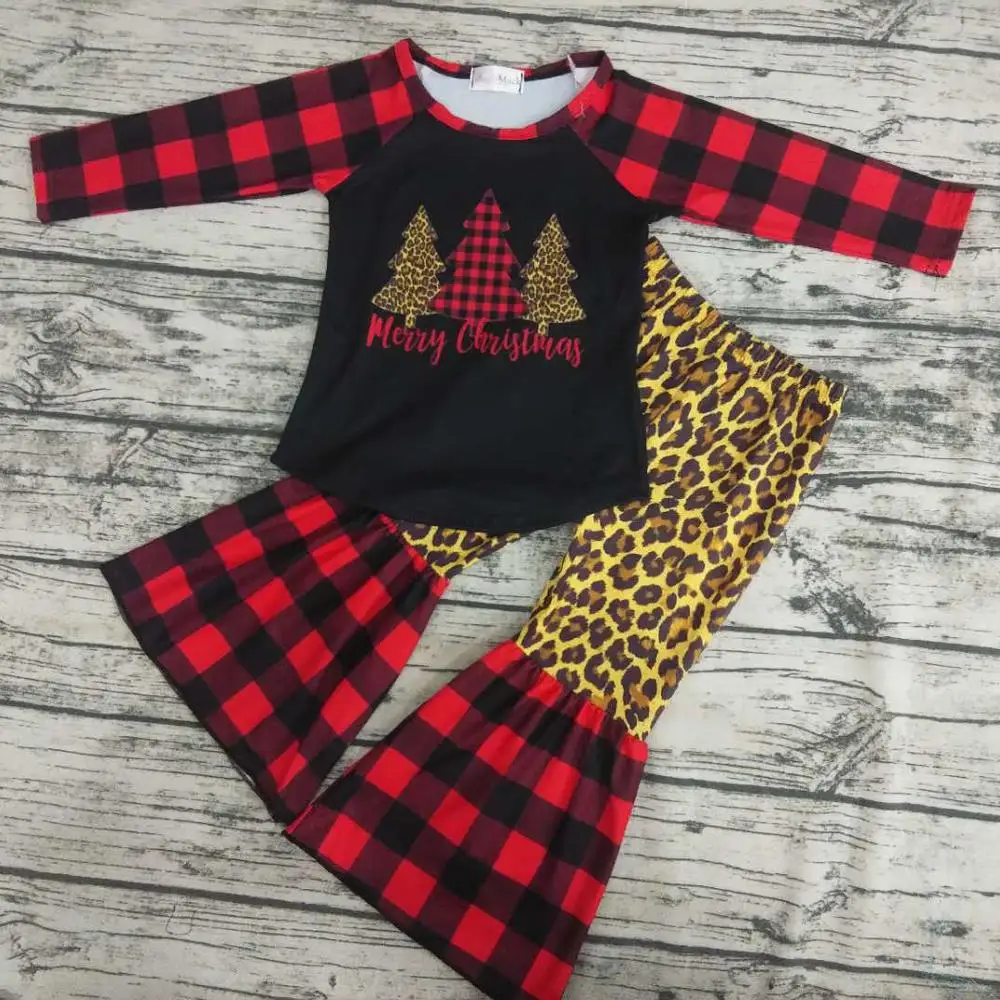 balck plaid bell bottom pants match christmas tree shirt clothing set children clothes girls
balck plaid bell bottom pants match christmas tree shirt clothing set children clothes girls
