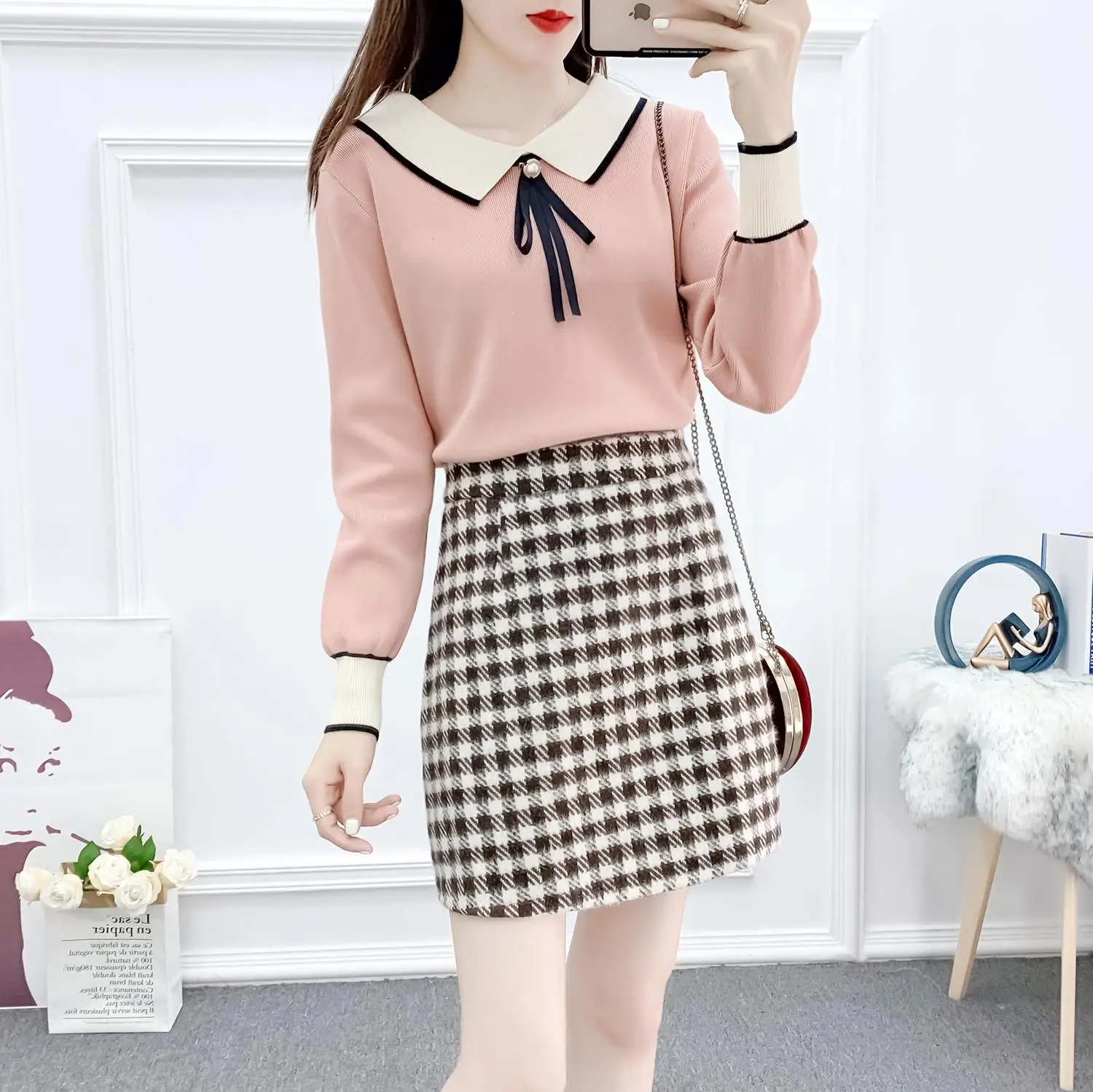 new winter fashion skirt suits bowknot turtleneck sweater grid skirts two-piece outfit sweet girl clothing set vestido leisure
new winter fashion skirt suits bowknot turtleneck sweater grid skirts two-piece outfit sweet girl clothing set vestido leisure