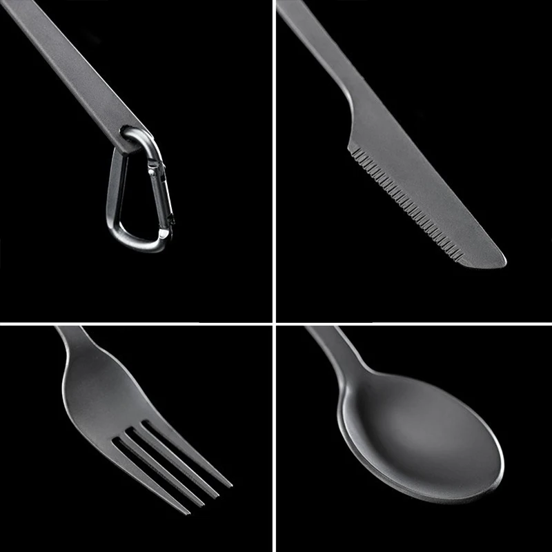 3 in 1 Titanium Tableware Set Spoon Dinner Cutter Fork Camping Picnic Home PI669
3 in 1 Titanium Tableware Set Spoon Dinner Cutter Fork Camping Picnic Home PI669