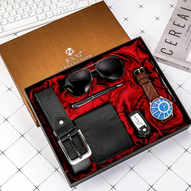XSVO Men's Quartz Watch Boutique Gift Set Glasses+Belt+Wallet+Keychain+Watch+Large Dial+Pen
XSVO Men's Quartz Watch Boutique Gift Set Glasses+Belt+Wallet+Keychain+Watch+Large Dial+Pen