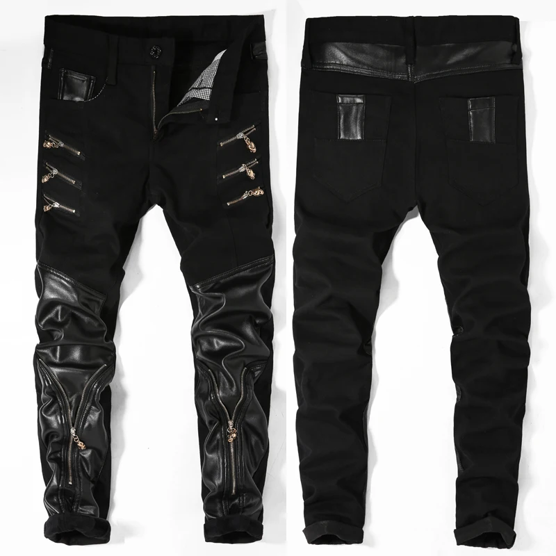 New spring fashion men's Korean style slim-fitting pants zipper half-leather casual male trousers stitching tight leather pants
New spring fashion men's Korean style slim-fitting pants zipper half-leather casual male trousers stitching tight leather pants