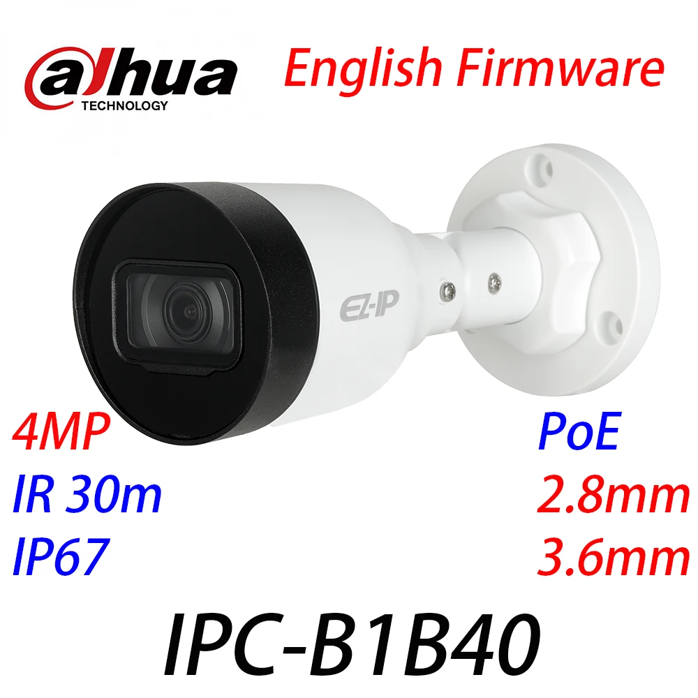 Dahua IP Camera IPC-B1B40 4MP IR30m IP67 PoE 2.8mm 3.6mm DWDR H.265+ & H.265 CMOS With logo
Dahua IP Camera IPC-B1B40 4MP IR30m IP67 PoE 2.8mm 3.6mm DWDR H.265+ & H.265 CMOS With logo