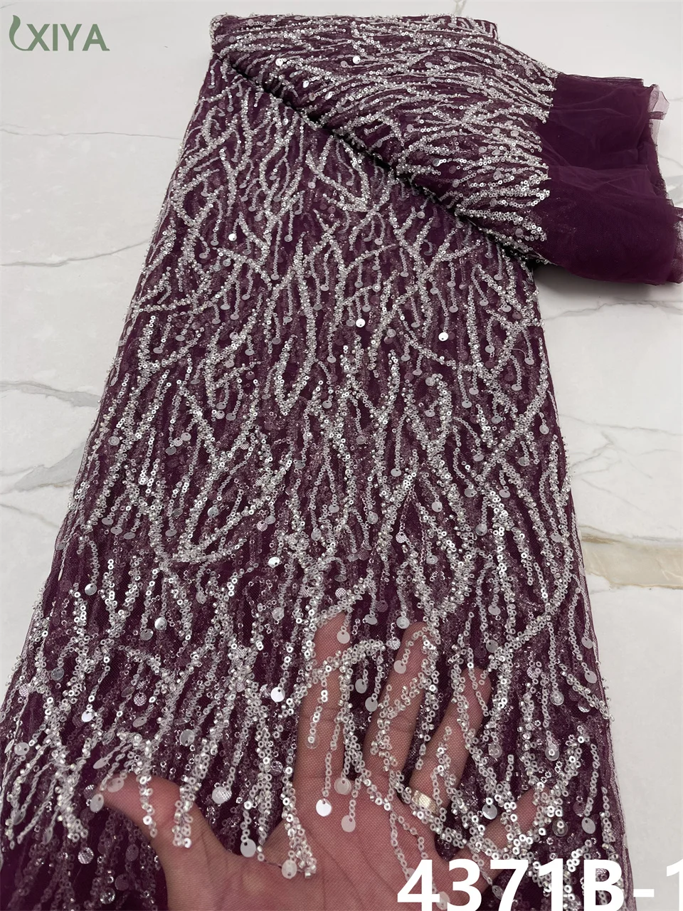 Sequins Bridal Beaded Lace Fabric Latest Design French African Mesh Tulle Laces Fabrics High Quality Nigerian Net Lace APW4371B 
Sequins Bridal Beaded Lace Fabric Latest Design French African Mesh Tulle Laces Fabrics High Quality Nigerian Net Lace APW4371B