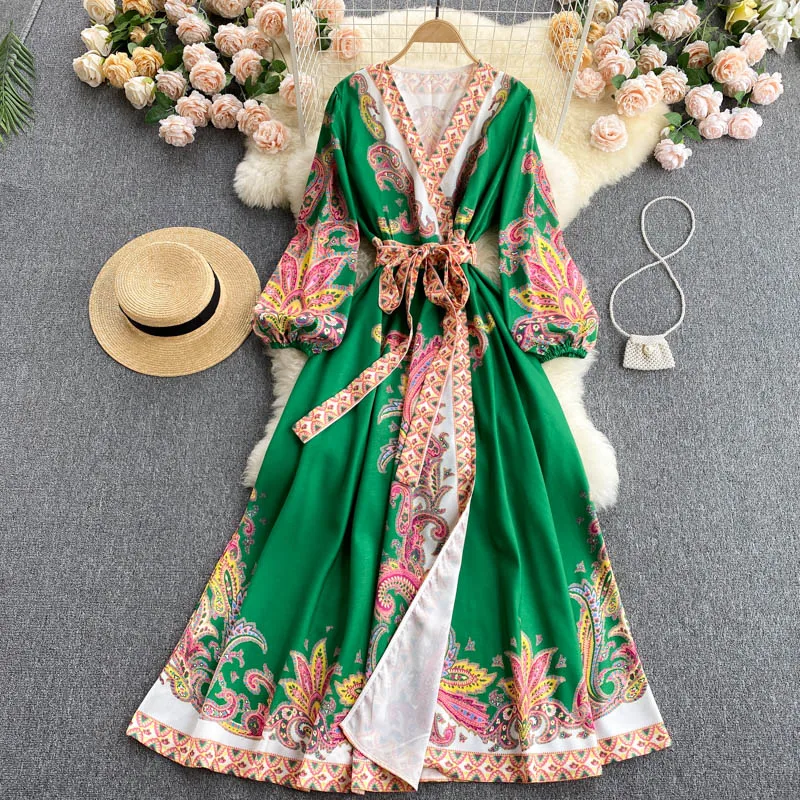 Autumn French Vintage Maxi Dress 2021 Sundress Ladies Lantern Sleeve Flower Printed Satin Belt ALine Warp Dresses Femme Robe New
Autumn French Vintage Maxi Dress 2021 Sundress Ladies Lantern Sleeve Flower Printed Satin Belt ALine Warp Dresses Femme Robe New