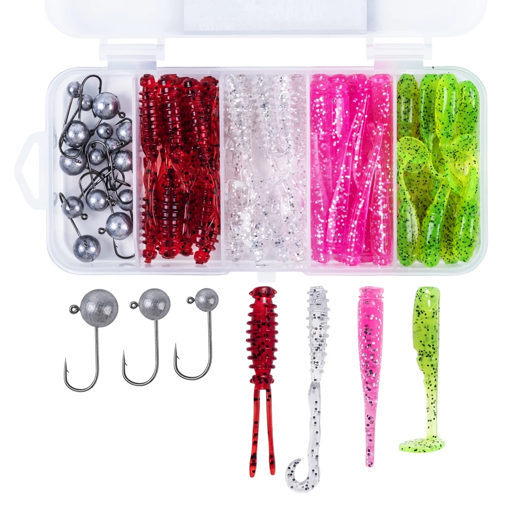 Goture 75pcs/Box Fishing Accessories Lure With Box Fish Hooks 60pcs Soft Fishing Lure 15pcs Lead Jig Head Hook
Goture 75pcs/Box Fishing Accessories Lure With Box Fish Hooks 60pcs Soft Fishing Lure 15pcs Lead Jig Head Hook