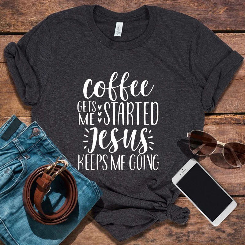 Coffee Gets Me Started Jesus Keeps Me Going Shirt Christian Graphic Tee Christian Shirts for Women 2021 Funny Christian Tees
Coffee Gets Me Started Jesus Keeps Me Going Shirt Christian Graphic Tee Christian Shirts for Women 2021 Funny Christian Tees