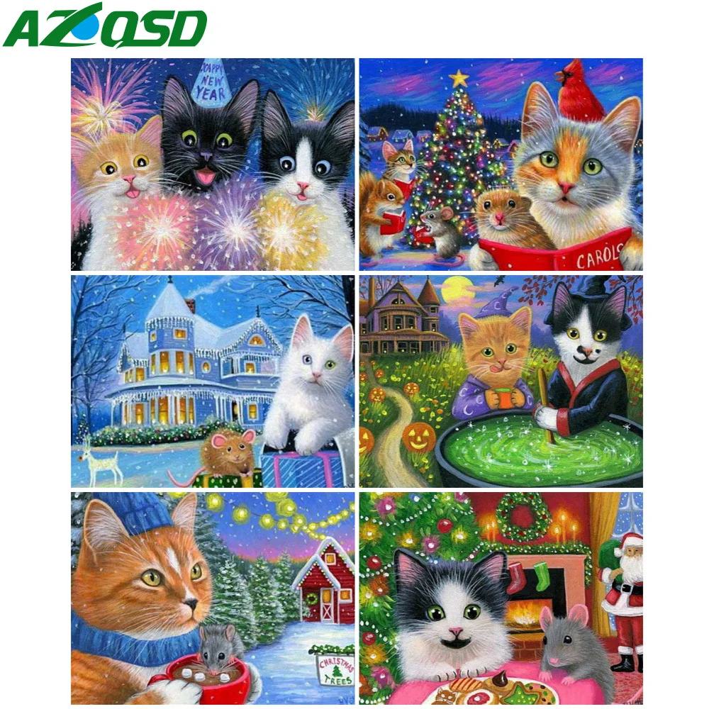 AZQSD Diamond Painting Christmas Cat Cross Stitch Diamond Embroidery Animal Full Square/Round Drill Handmade Home Decor Gift
AZQSD Diamond Painting Christmas Cat Cross Stitch Diamond Embroidery Animal Full Square/Round Drill Handmade Home Decor Gift