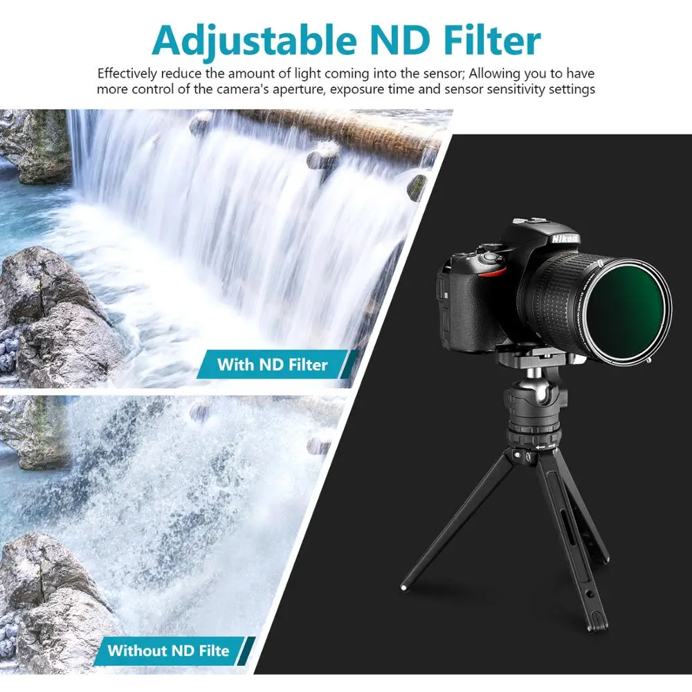 Neewer Variable Fader ND2-ND32 ND Filter and CPL Circular Polarizing Filter 2 in 1 for Thread Camera Lens No X Spot
Neewer Variable Fader ND2-ND32 ND Filter and CPL Circular Polarizing Filter 2 in 1 for Thread Camera Lens No X Spot