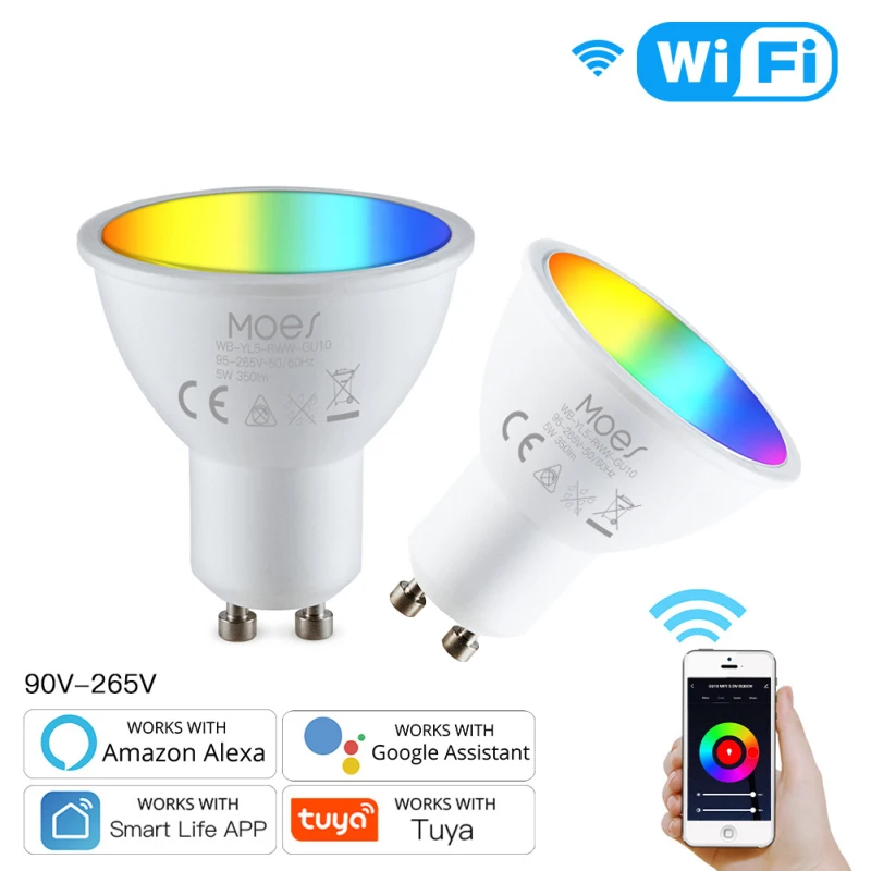 Tuya WiFi умные светодиодные лампы GU10 RGBW C + W белый 5W с регулируемой яркостью лампы с пультом дистанционного управления GU10 лампы работают с Alexa ... 
Tuya WiFi умные светодиодные лампы GU10 RGBW C + W белый 5W с регулируемой яркостью лампы с пультом дистанционного управления GU10 лампы работают с Alexa ...