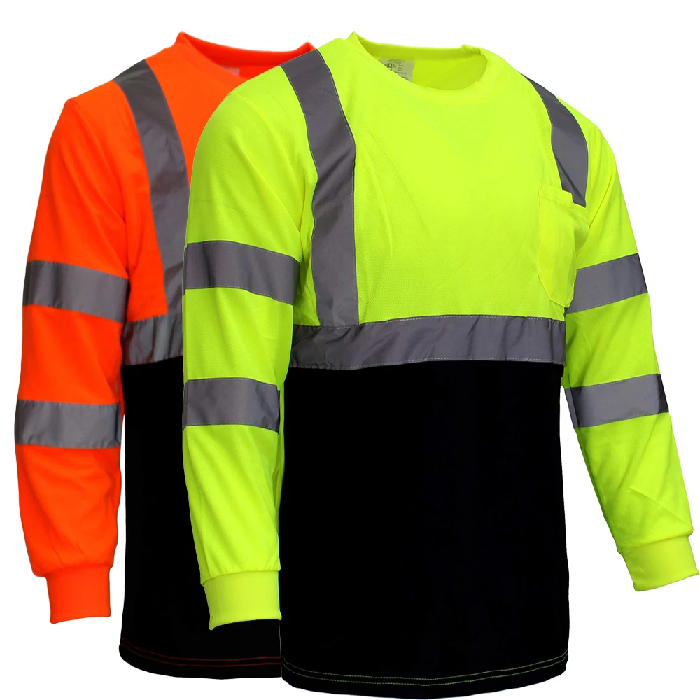 Светоотражающая двухцветная Рабочая Футболка Hi Vis с коротким длинным рукавом