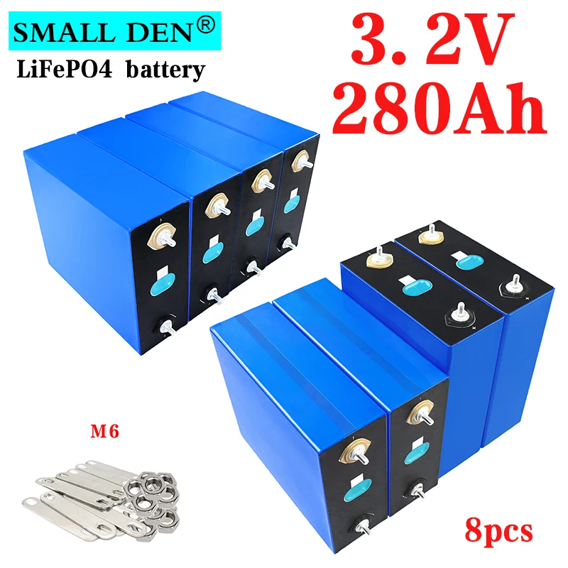 8PCS New 3.2V 280Ah Lifepo4 battery EVE Grade A High power DIY 12v 24v Solar storage system Electric car RV With busbar Tax Free
8PCS New 3.2V 280Ah Lifepo4 battery EVE Grade A High power DIY 12v 24v Solar storage system Electric car RV With busbar Tax Free