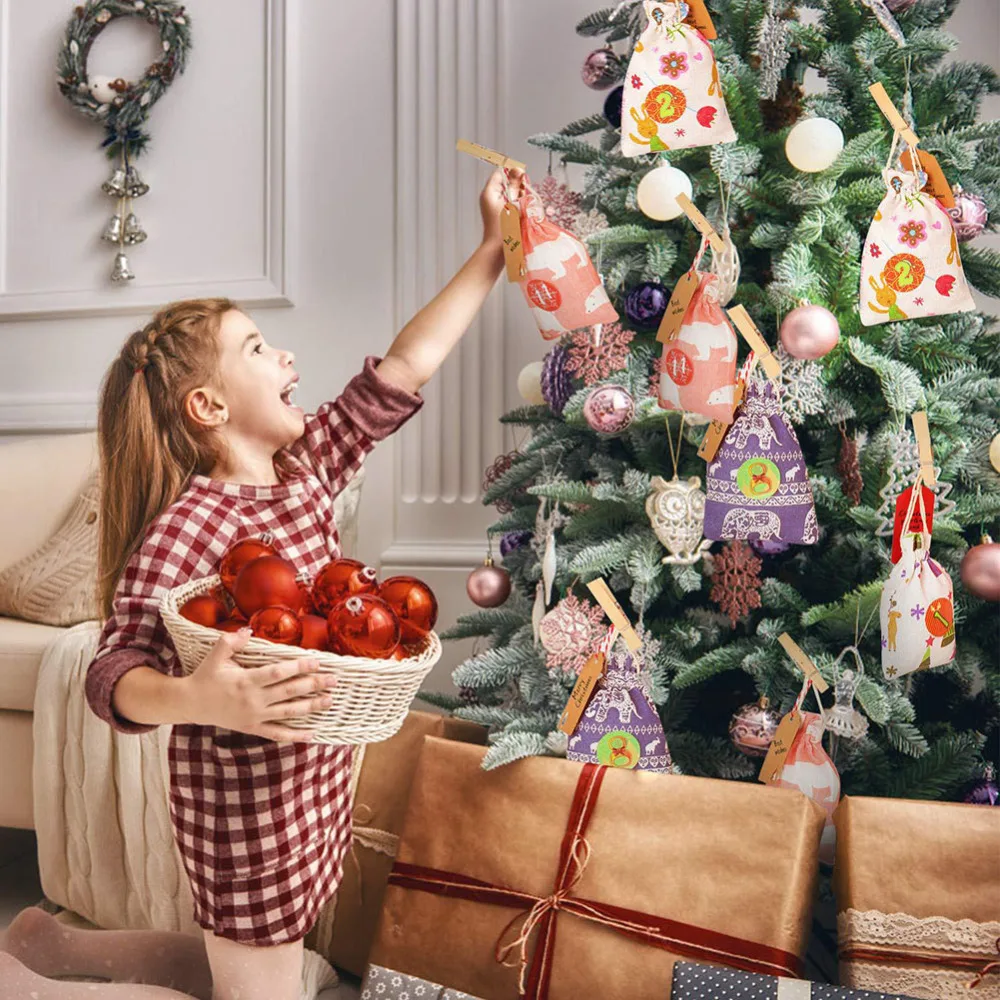 24pcs Christmas Gift Bag Cotton Cloth Drawstring Bag With 24pcs Clips Stickers Candy Jewelry Cookie Packaging Bag Party Festival
24pcs Christmas Gift Bag Cotton Cloth Drawstring Bag With 24pcs Clips Stickers Candy Jewelry Cookie Packaging Bag Party Festival
