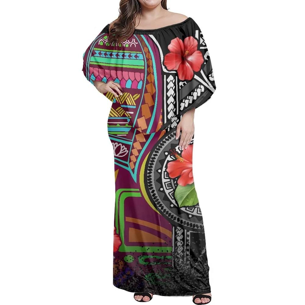 

Customized Sexy Strapless Women Party Elegant Summer Club Bodycon Dresses Samoan Puletasi Polynesian New Design Frill Dress
