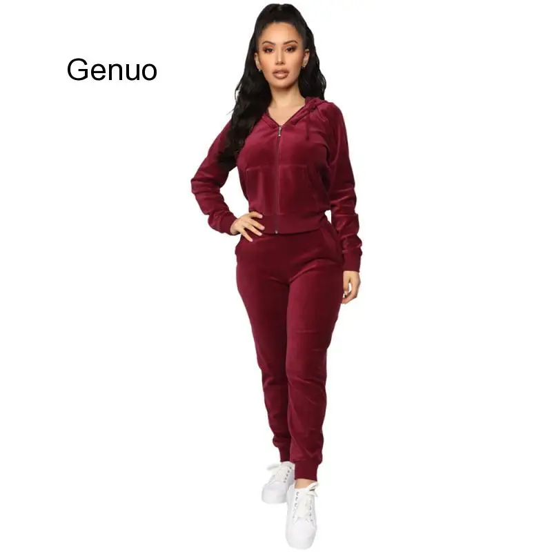 2020 Autumn Women Hooded Zipper Top And Long Pant Velour Tracksuit Sportwear Christmas Red Velvet Two Piece Set Outfits
2020 Autumn Women Hooded Zipper Top And Long Pant Velour Tracksuit Sportwear Christmas Red Velvet Two Piece Set Outfits