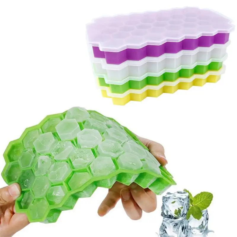 

Honeycomb Ice Cube Trays With Removable Lids Silicone Ice Cube Mold Ice Cream Tools For Whiskey Cocktail Kitchen Bar Accessories