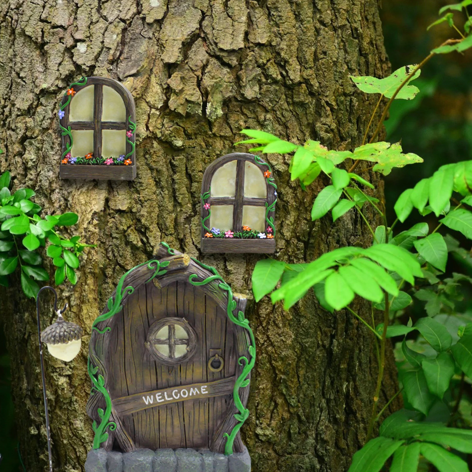 

Миниатюрные украшения для сказочных деревьев, сказочные двери и окна, фотообои для ручной росписи, естественный лесной вид