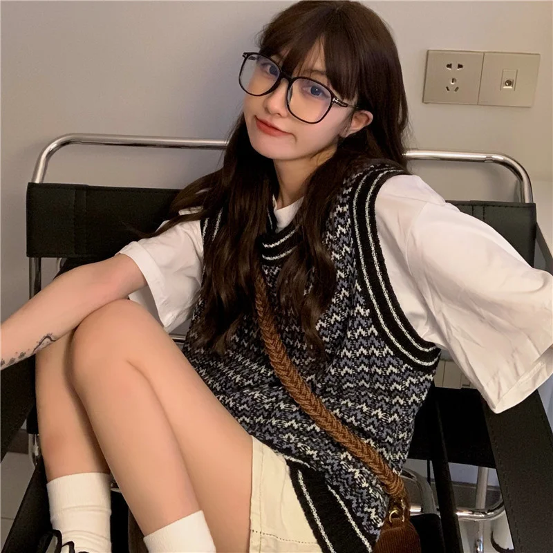 Свитер, жилет, Женский клетчатый Свободный жилет, свитер, Женский вязаный Топ
Свитер, жилет, Женский клетчатый Свободный жилет, свитер, Женский вязаный Топ