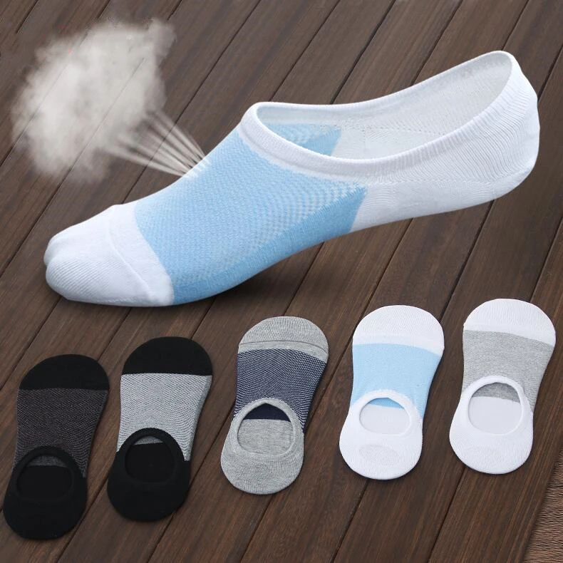 5 пар/лот летние мужские носки без показа тапочки Мужские дышащие силиконовые
