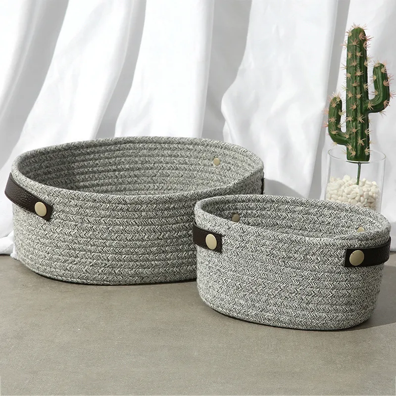 2Pcs Cotton Thread Hand Woven Storage Basket Desktop Organizer Sundries Storage Box Laundry Baskets Decoration Toy Snacks Books
2Pcs Cotton Thread Hand Woven Storage Basket Desktop Organizer Sundries Storage Box Laundry Baskets Decoration Toy Snacks Books