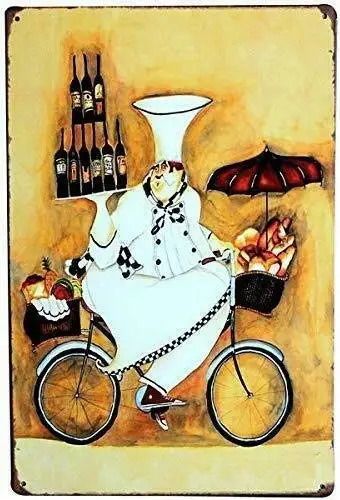 Retro Metal Sign Chef Riding Bicycle Restaurant Cook Home Bar Club Kitchen Restaurant Wall Art Decor Plaque Signs 12X8Inch
Retro Metal Sign Chef Riding Bicycle Restaurant Cook Home Bar Club Kitchen Restaurant Wall Art Decor Plaque Signs 12X8Inch