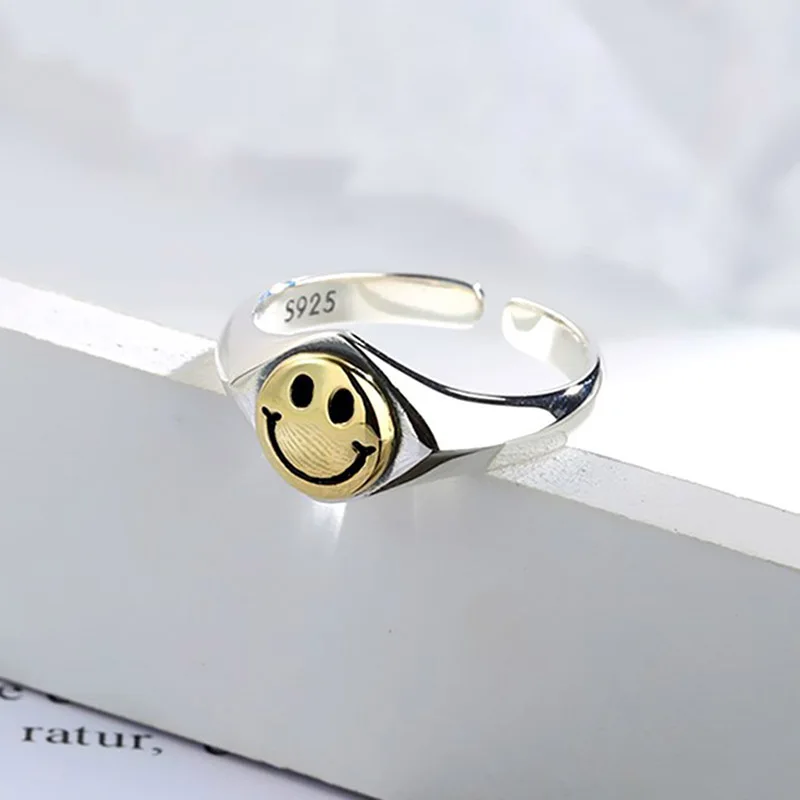 Модные кольца Foxanry INS 925 с улыбающимся лицом и штампом для женщин креативные