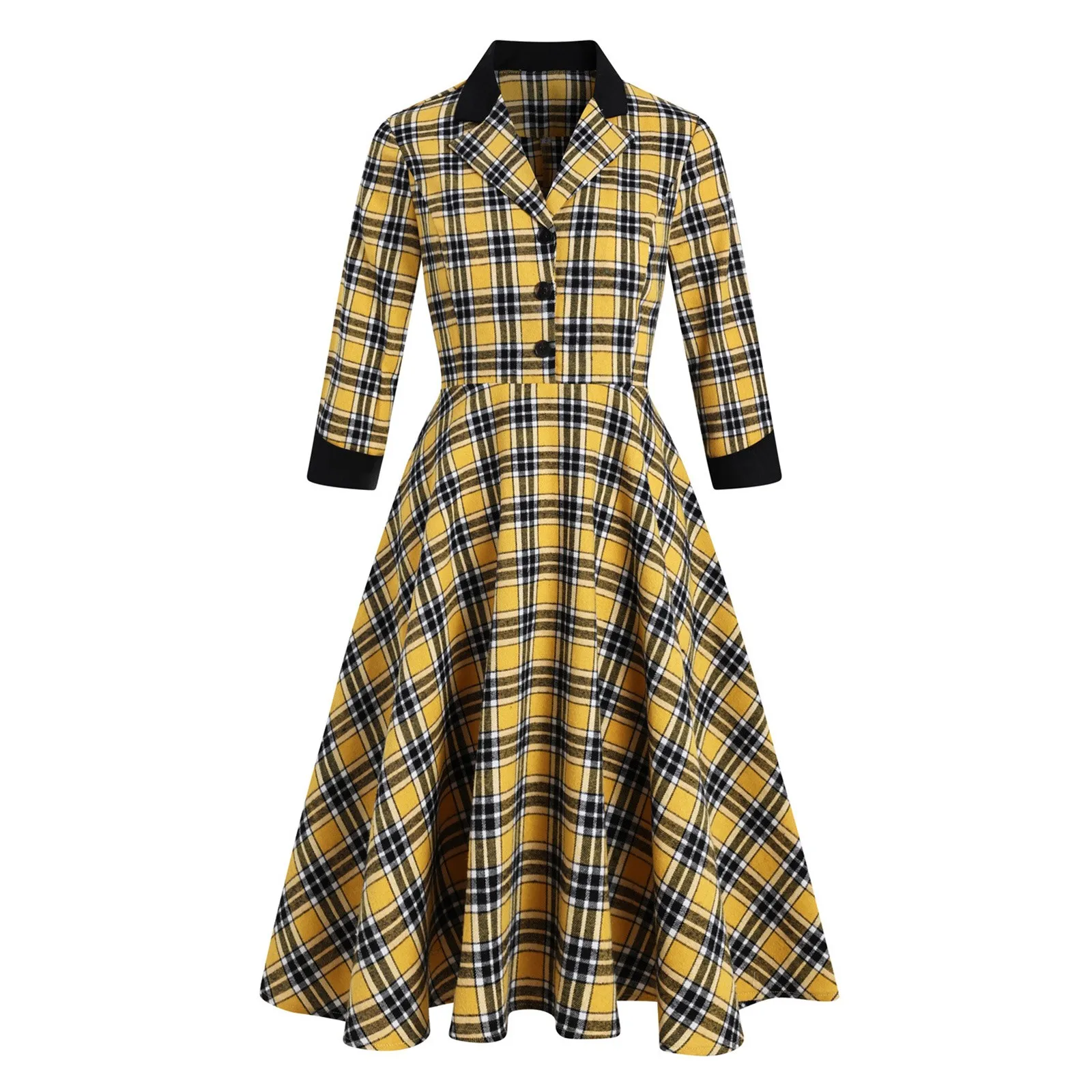 Dress For Women's Vintage Elegant Plaid Dress Lapel V Neck Long Sleeve Large Swing Dress roupas femininas New Year 2022
Dress For Women's Vintage Elegant Plaid Dress Lapel V Neck Long Sleeve Large Swing Dress roupas femininas New Year 2022