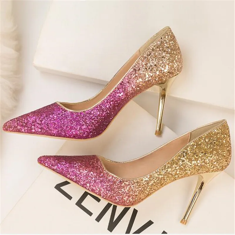 New women's shoes red bottom high-heeled shallow mouth pointed gradient sequins sexy thin nightclub womens high-heels shoes
New women's shoes red bottom high-heeled shallow mouth pointed gradient sequins sexy thin nightclub womens high-heels shoes