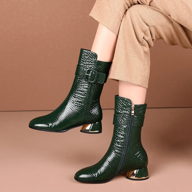 Winter Warm Wool Snow Boots Ladies Genuine Leather Mid Calf Boots For Women Zipper Black Green Shoes Women Plus Size 41 Booties
Winter Warm Wool Snow Boots Ladies Genuine Leather Mid Calf Boots For Women Zipper Black Green Shoes Women Plus Size 41 Booties