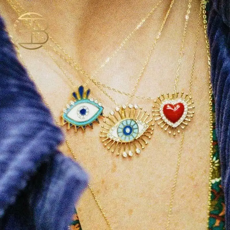2020 New Design Bohemian Enamel Evil Eye Heart Pendant Necklaces For Women Gold Chain Vintage Charm Sweater Necklace Accessories
2020 New Design Bohemian Enamel Evil Eye Heart Pendant Necklaces For Women Gold Chain Vintage Charm Sweater Necklace Accessories