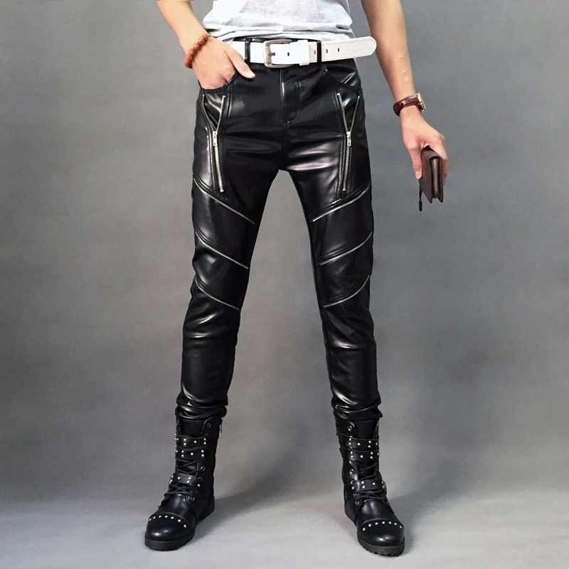 Faux Leather Pants Men Korean Zipper Designer Spring Summer Skinny Slim Fit Male Trousers PU Leather Stylish Motorcycle Riding
Faux Leather Pants Men Korean Zipper Designer Spring Summer Skinny Slim Fit Male Trousers PU Leather Stylish Motorcycle Riding