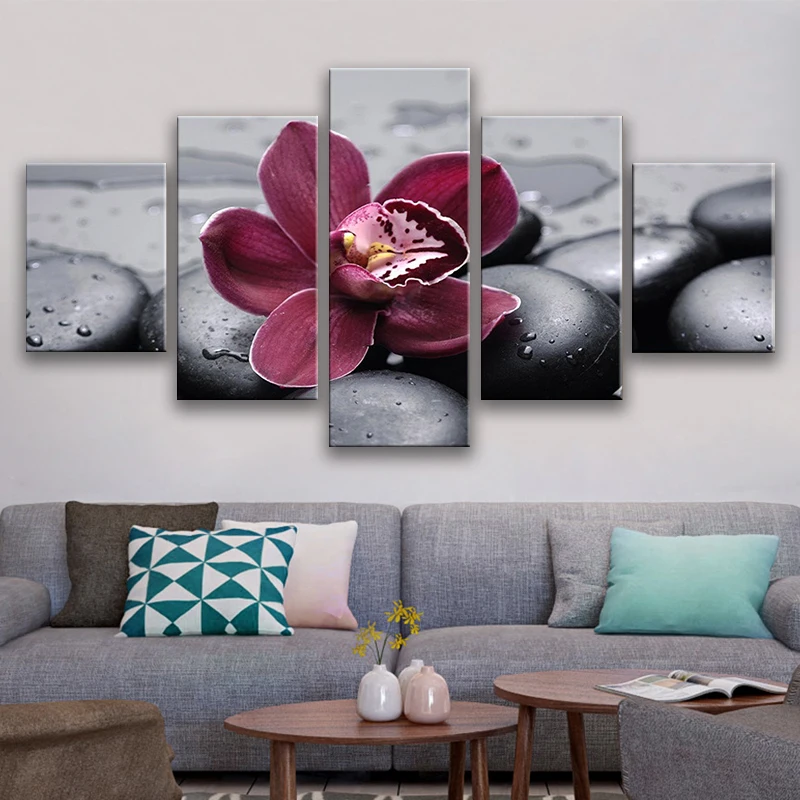 Canvas HD Print Painting Modular Picture Wall Art 5 Panel Purple Orchid Black Pebbles Frame Poster Modern Home Decor Living Room
Canvas HD Print Painting Modular Picture Wall Art 5 Panel Purple Orchid Black Pebbles Frame Poster Modern Home Decor Living Room