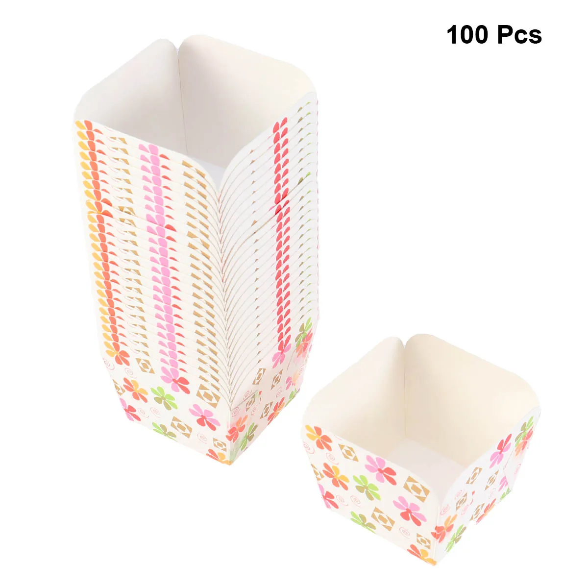 Фото 100 шт квадратные бумажные чашки для кексов одноразовые - купить