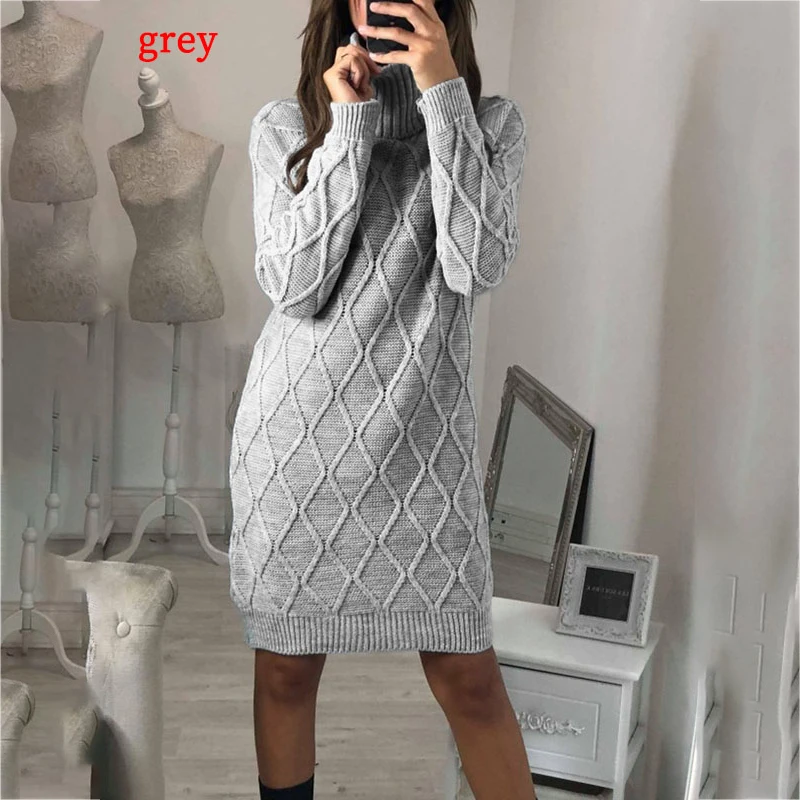 Elegant Solid Color Knitted Mini Dress Women Autumn Winter Long Sleeve Warm Sweater Dress Pullover Ladies Jumper Female Clothes
Elegant Solid Color Knitted Mini Dress Women Autumn Winter Long Sleeve Warm Sweater Dress Pullover Ladies Jumper Female Clothes