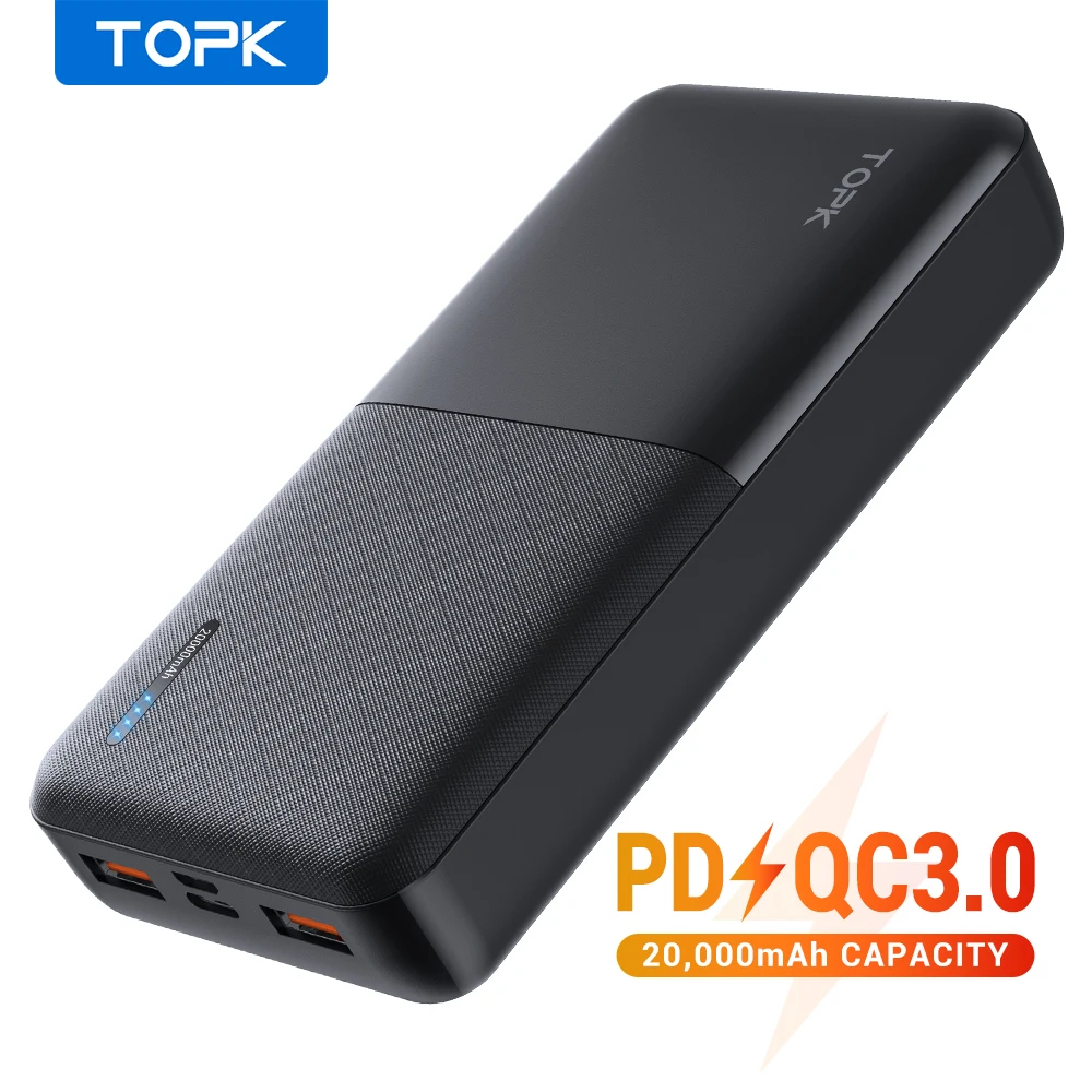 TOPK I2009 Power Bank 20000mAh PD портативный внешний аккумулятор зарядное устройство с