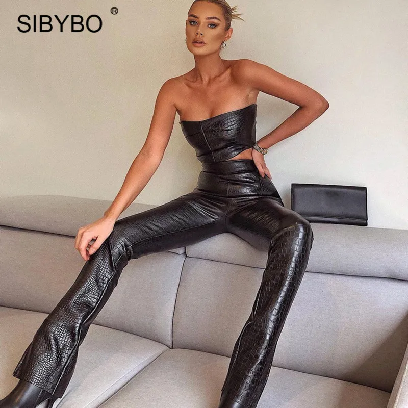 Sibybo PU Leather Wrapped Chest Tops And Pants Matching Set Women 2021 Spring Two Piece Sets Off Shoulder Party Wear Outfits
Sibybo PU Leather Wrapped Chest Tops And Pants Matching Set Women 2021 Spring Two Piece Sets Off Shoulder Party Wear Outfits