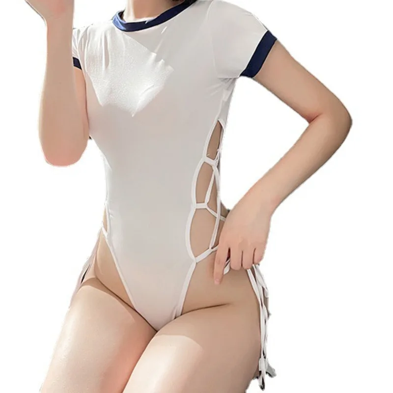 Fun Underwear Women's Tight Open File Sexy Bikini Role Play Temptation Student Uniform Both Sides Lacing Bondage Bodysuit P7SG
Fun Underwear Women's Tight Open File Sexy Bikini Role Play Temptation Student Uniform Both Sides Lacing Bondage Bodysuit P7SG