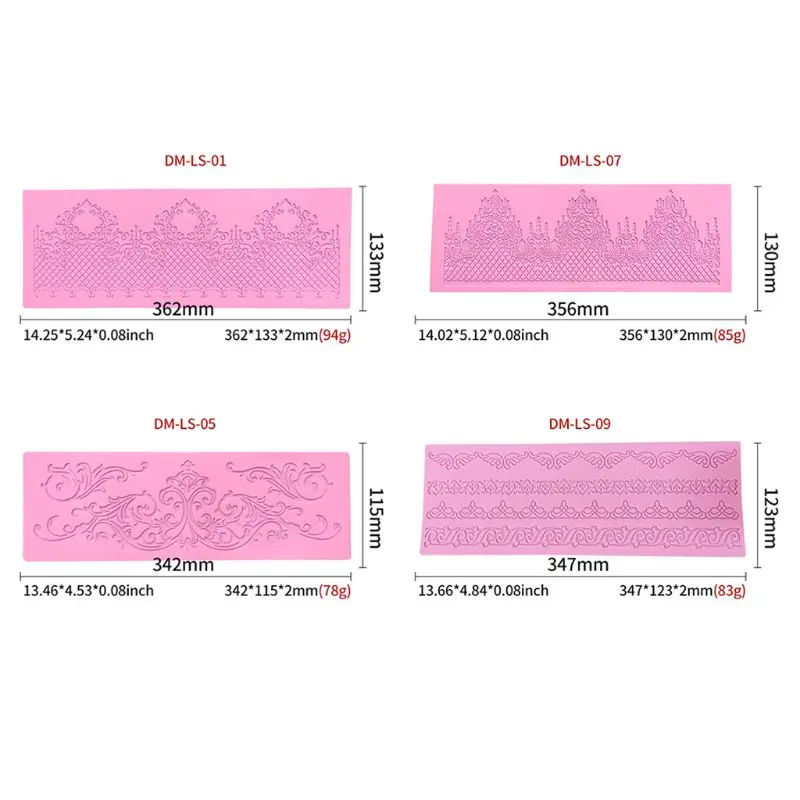 4pcs Lace Silicone Fondant Mold Sugar Craft Embossing Mould Mat Cake Decorating Q84D for kitchen accessories
4pcs Lace Silicone Fondant Mold Sugar Craft Embossing Mould Mat Cake Decorating Q84D for kitchen accessories