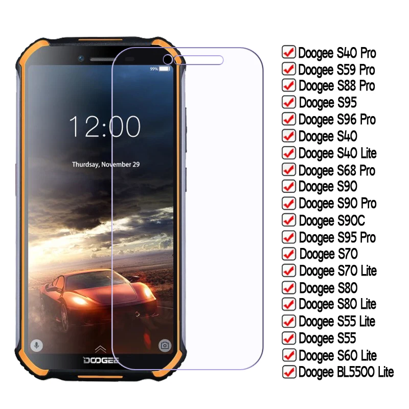 Стекло 9H Для Doogee S59 S40 S88 S96 S90 S95 Pro Защитная пленка для экрана S90C S60 S86 Lite X96