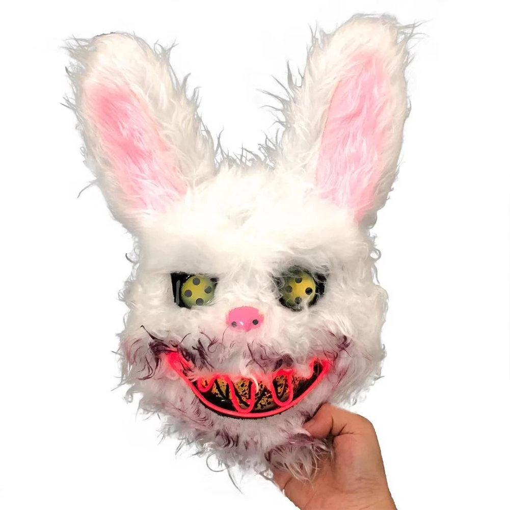 2021 светящиеся маски на Хэллоуин кровавая убийца кролик светодиодный освещение