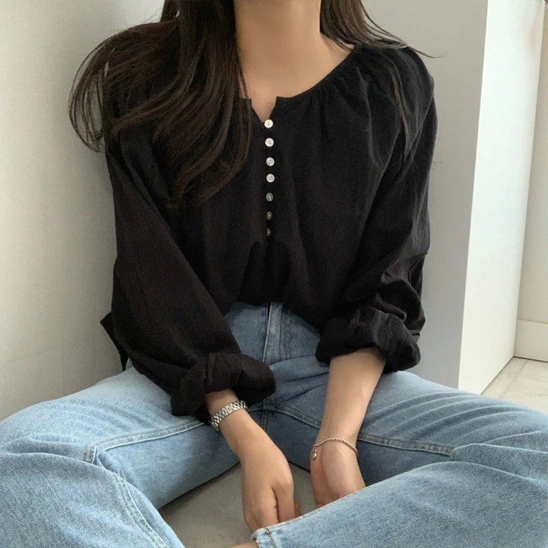 Hstar 2021 Spring and Autumn Solid White Shirts Blouses Long Sleeve Single Breasted Korean Chic Fashion Clothes Women Tops
Hstar 2021 Spring and Autumn Solid White Shirts Blouses Long Sleeve Single Breasted Korean Chic Fashion Clothes Women Tops