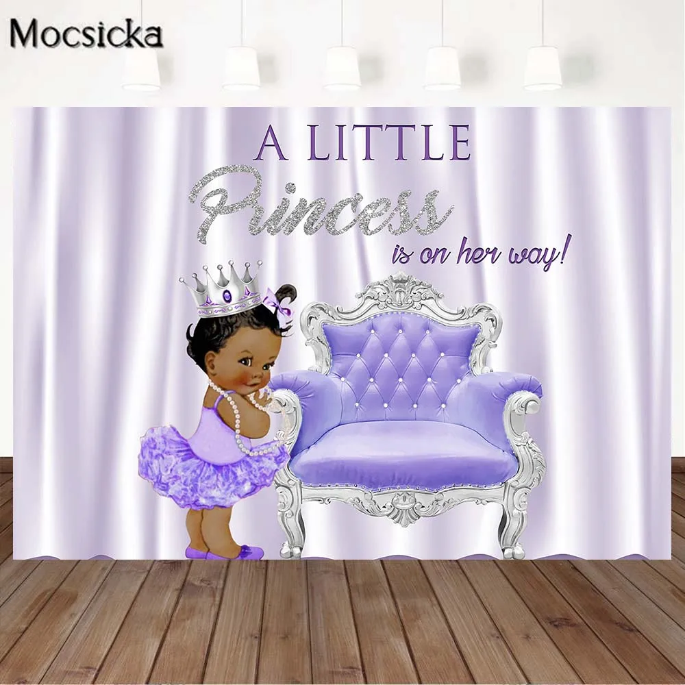 Mocsicka Little Princess Baby Shower Backdrop Black Girl Crown Purple Sofa Newborn Photography Background Photo Studio Photocall 
Mocsicka Little Princess Baby Shower Backdrop Black Girl Crown Purple Sofa Newborn Photography Background Photo Studio Photocall